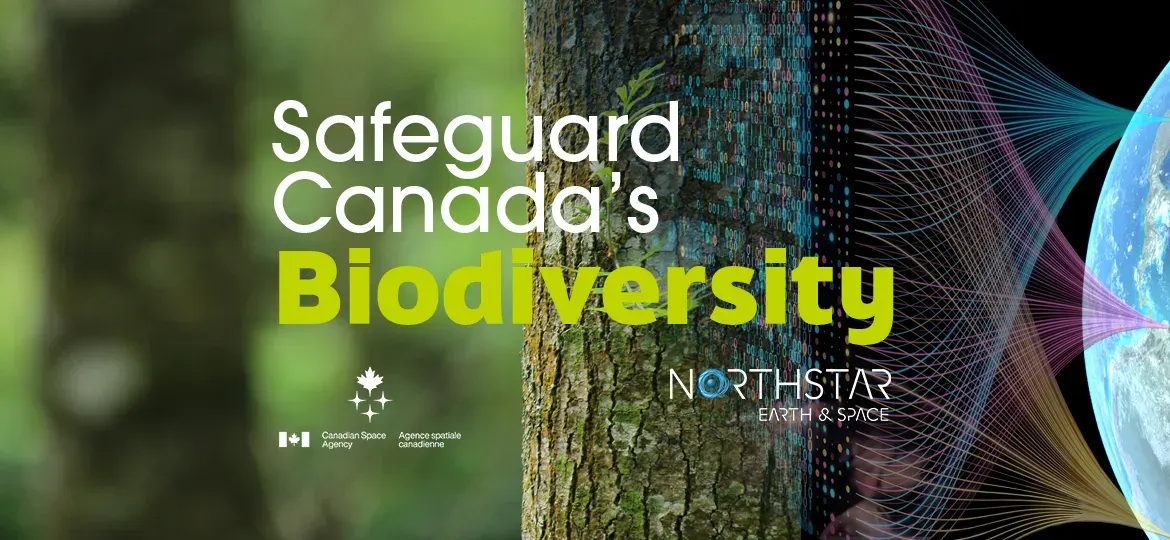 Poster showing “Safeguard Canada’s Biodiversity” with Earth and forest imagery promoting CSA SmartEarth program.