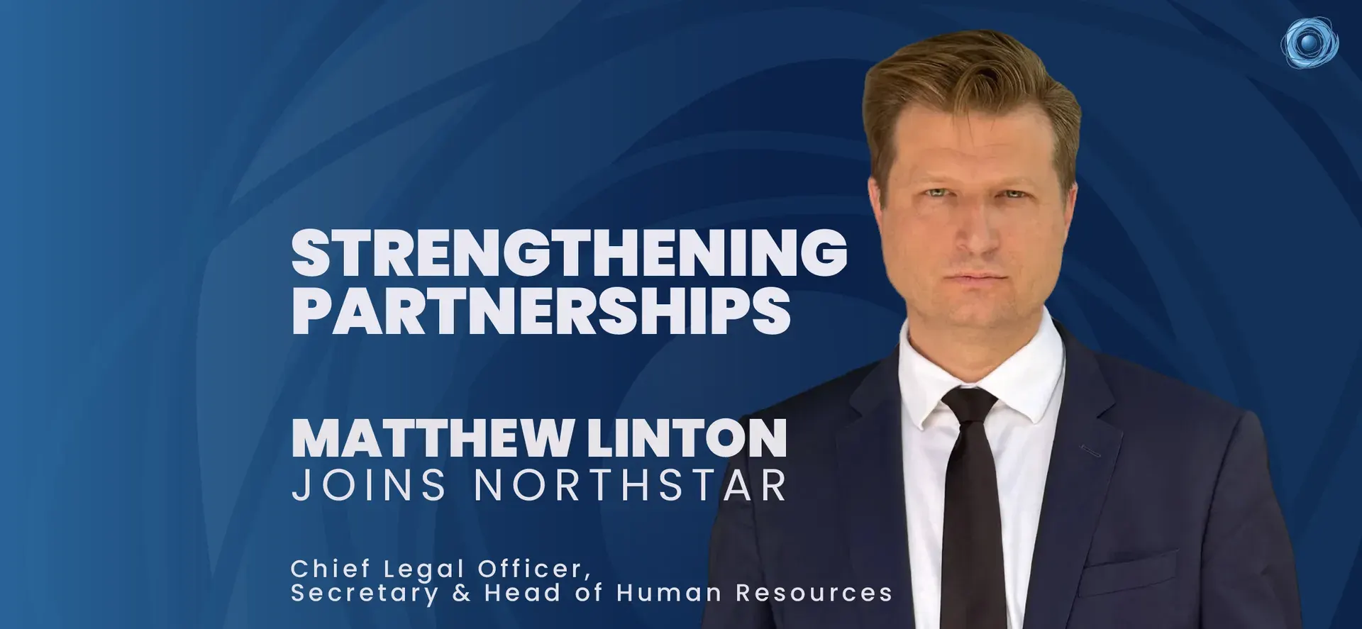 Photographic portrait of Matthew Linton, Chief Legal Officer at NorthStar, wearing a suit and black tie.