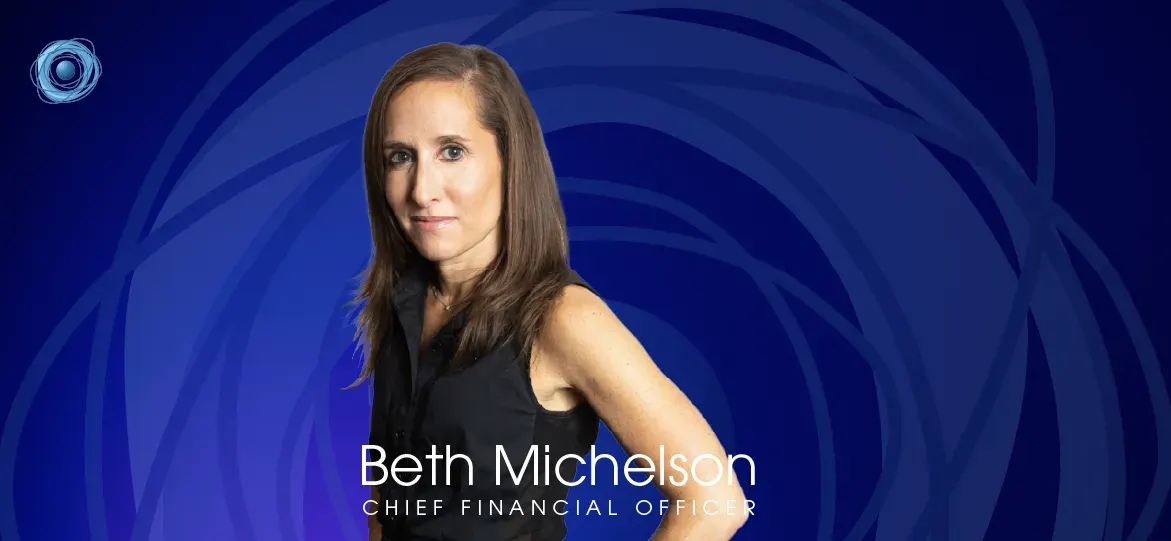Beth Michelson, Chief Financial Officer at NorthStar Earth & Space, on a blue background.