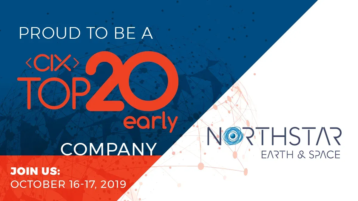 CIX Top 20 Early Company graphic alongside the NorthStar Earth & Space logo on a diagonal split background.