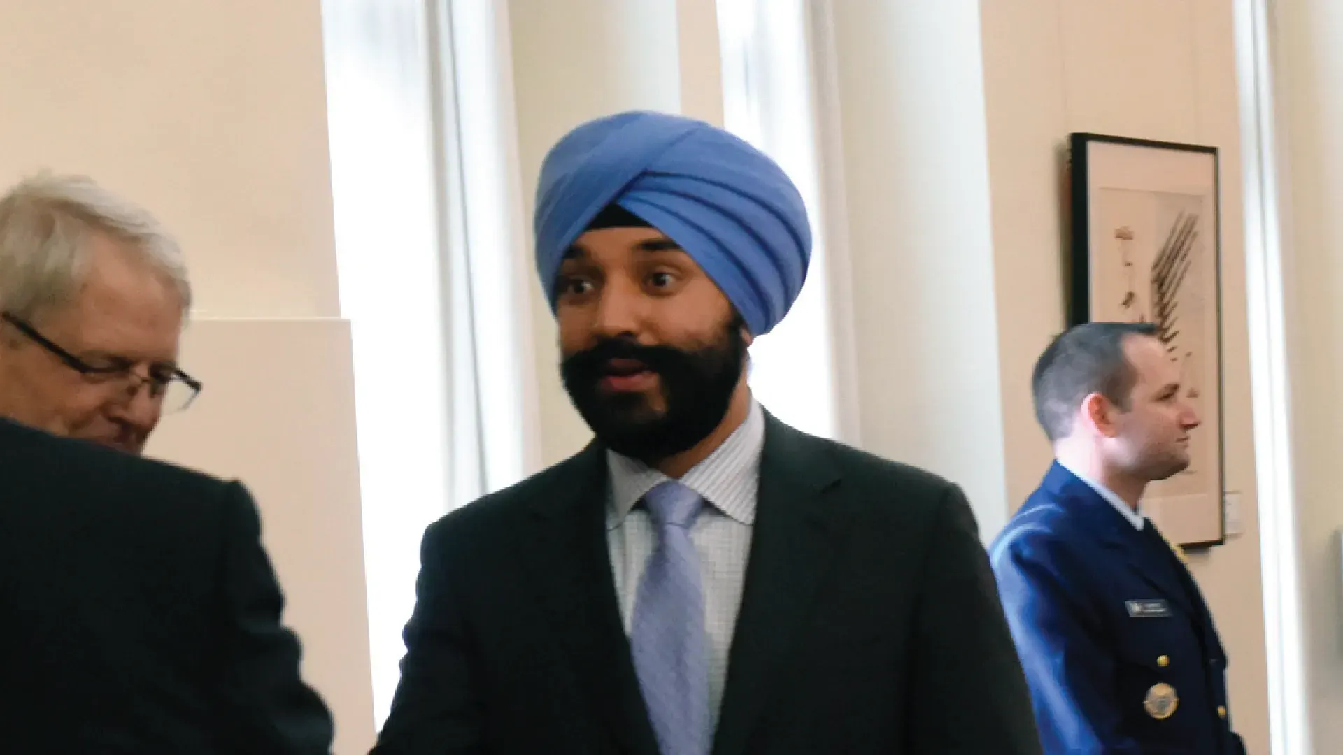 Minister Navdeep Bains at a podium during the $13 million funding announcement for the NorthStar project.